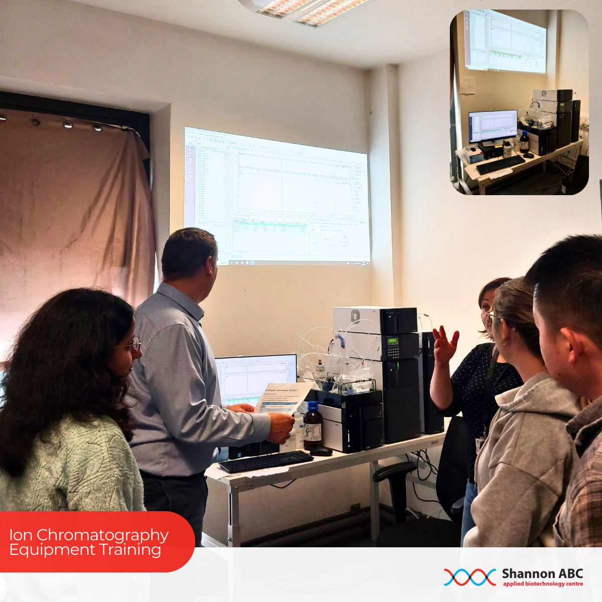 Shannon ABC team undertaking Ion Chromatography equipment training in TUS Moylish Hartnett Centre